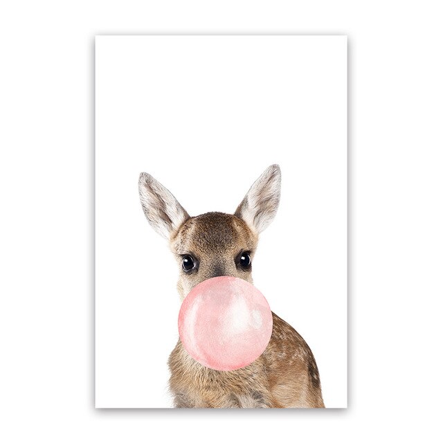 Kangaroo Animal bubblegum canvas wall art (unframed) - Bump & Born