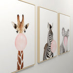 All Animal bubblegum canvas wall art (unframed) - Bump & Born