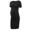 Elegant Solid Colour Fitted Maternity Dress